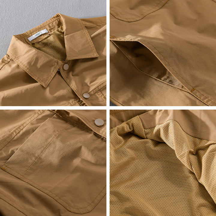 Herren Leichtes Baumwoll-Overshirt mit Kentkragen, aufgesetzten Brusttaschen und Relaxed-Fit Echoarchiv