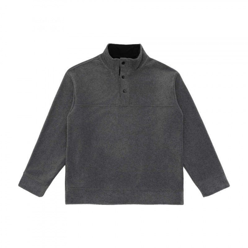 Unisex Henley-Fleecepullover mit kurzem Knopfverschluss, Stehkragen und Boxy‑Schnitt Echo Archiv