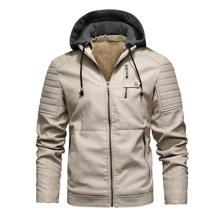 Herren Lederjacke mit abnehmbarer Kapuze Echo Archiv