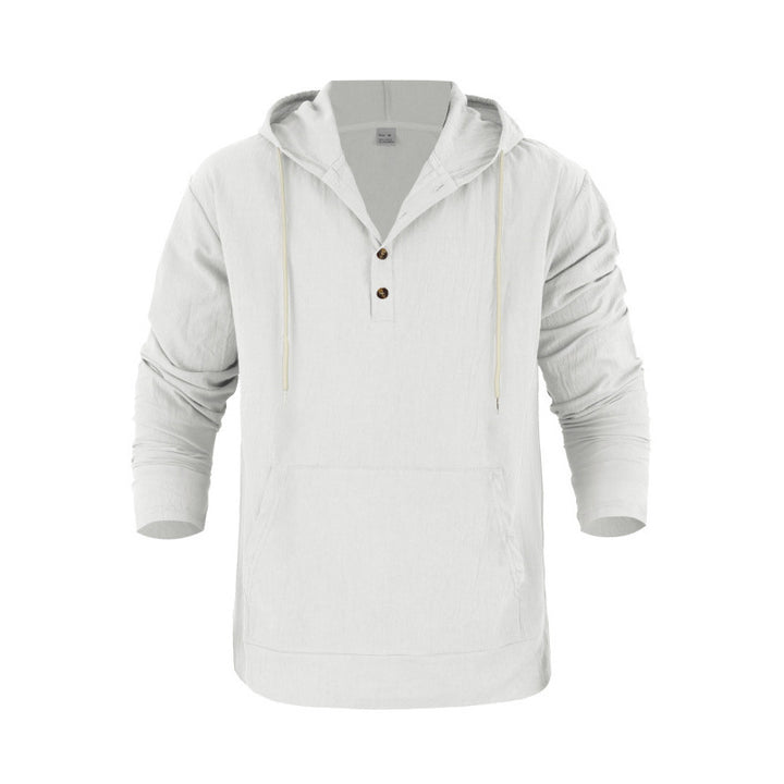 Herren lässiger Kapuzenpullover mit Knopfleiste und Kängurutasche Echoarchiv