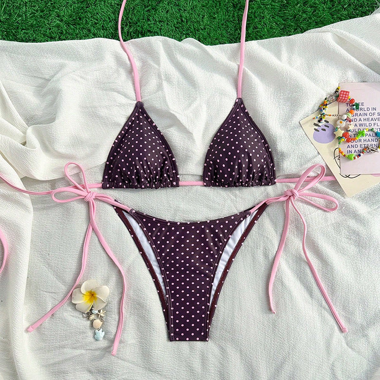 Damen Triangel-Bikini mit verspieltem Punktenmuster und verstellbarem Bund Echo Archiv