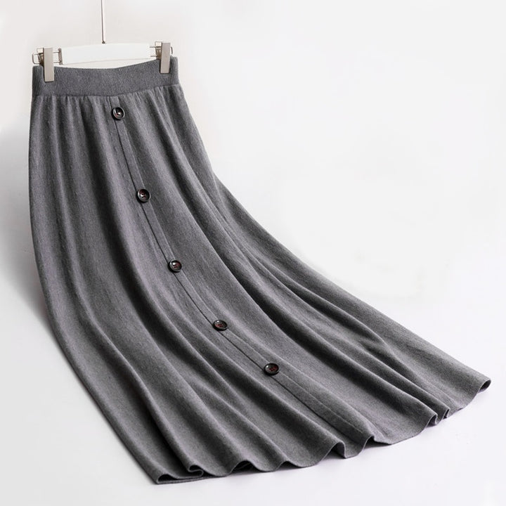 Damen Langer Faltenrock mit Knopfdetails Echo Archiv