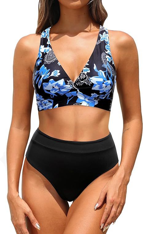 Damen Sportlicher hochtaillierter Bikini Echo Archiv