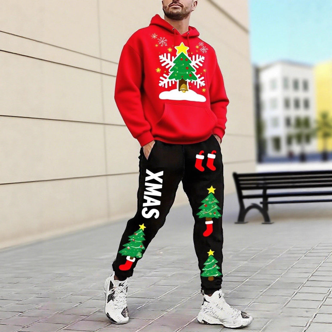 Herren Weihnachtsmotiviere Kapuzenpullover und Jogginghose Set Echoarchiv