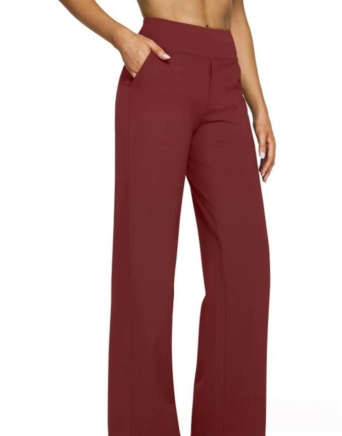 Damen Palazzo Yoga-Hosen mit hohem Bund, weitem Bein und Seitentaschen – Avélisse