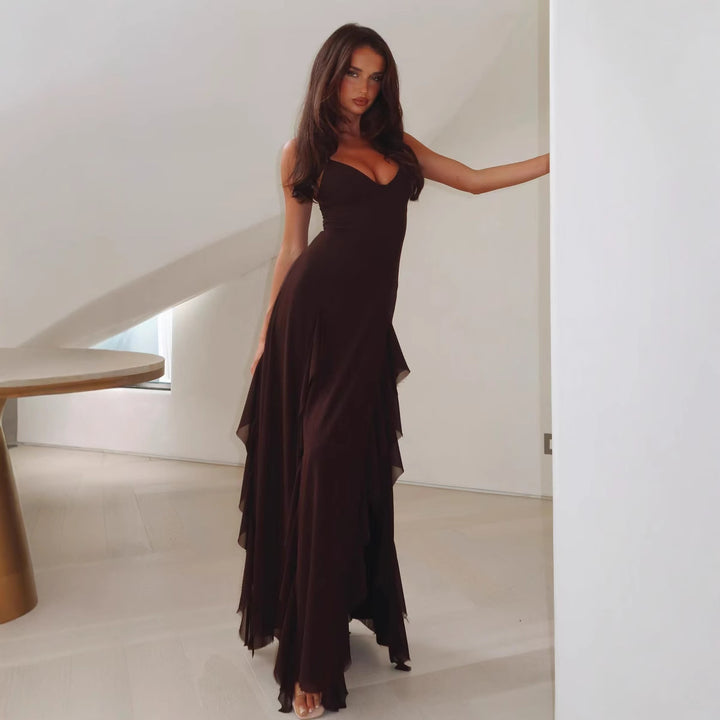 Damen Maxikleid mit fließendem Schnitt und seitlichem Schlitz Echo Archiv