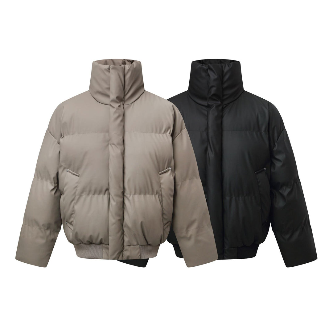 Damen Kurz geschnittener Stepp-Winterparka mit hohem Stehkragen und geripptem Saum Echoarchiv