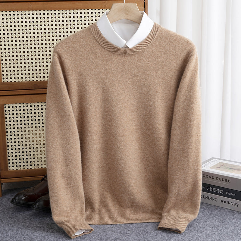 Herren Schlichter Rundhals-Feinstrickpullover kaschmirähnliche Haptik mit gerippten Abschlüssen Echoarchiv