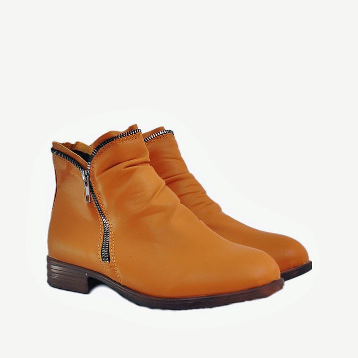 Damen Slouch‑Ankleboots mit dekorativem Reißverschluss und niedrigem Blockabsatz Echo Archiv