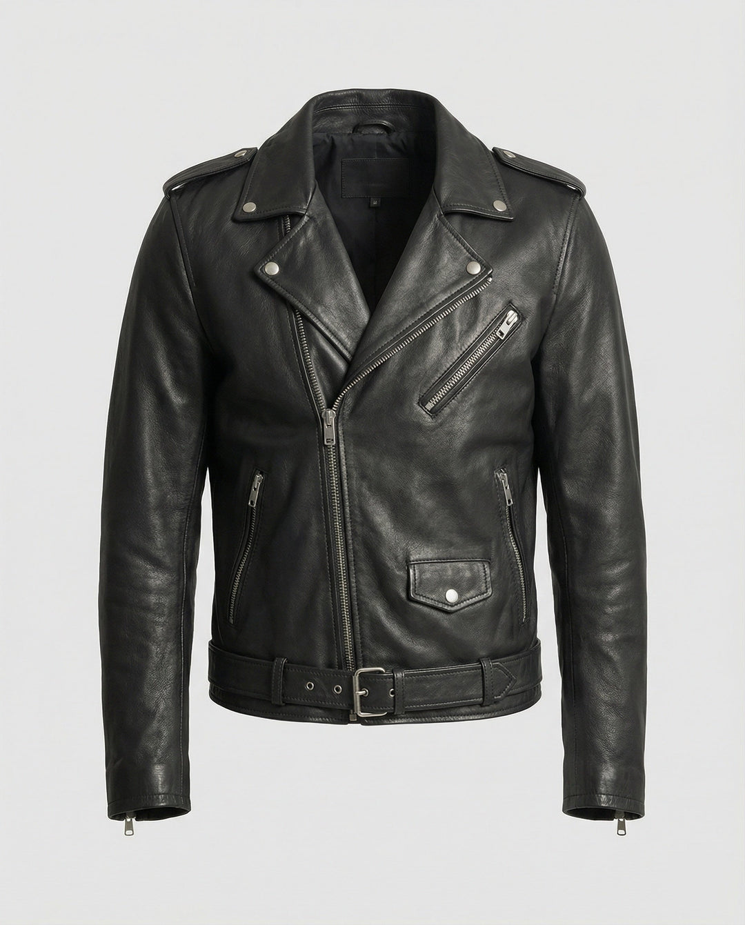 Herren Kunstleder Bikerjacke mit asymmetrischem Reißverschluss