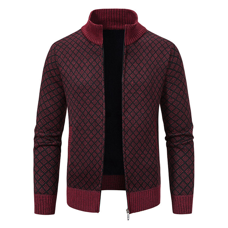 Herren Strickjacke mit modernem Zipper und hochwertigem Muster Echoarchiv