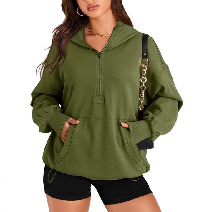 Damen Oversize-Halbzip-Hoodie mit Tunnelzug und Kängurutasche Echo Archiv