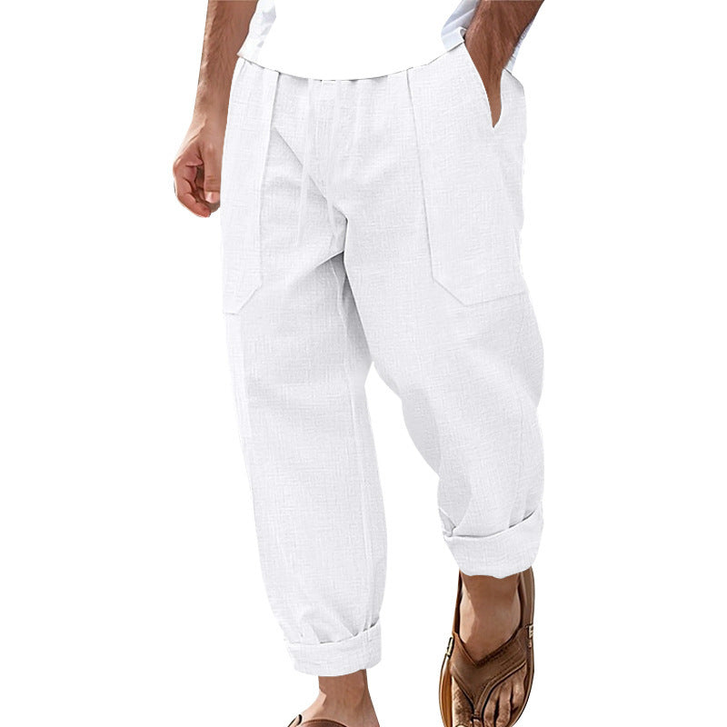 Herren lockere Leinen-Hose mit Seitentaschen Echoarchiv