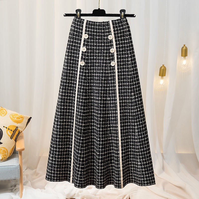 Damen Eleganter und fließender Maxirock mit Knopfdetails Echo Archiv