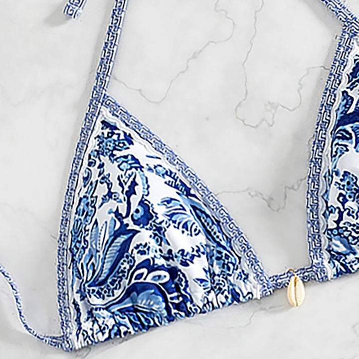Damen Triangel-Bikini mit verspieltem Floral-Design und Bindebändern Echo Archiv