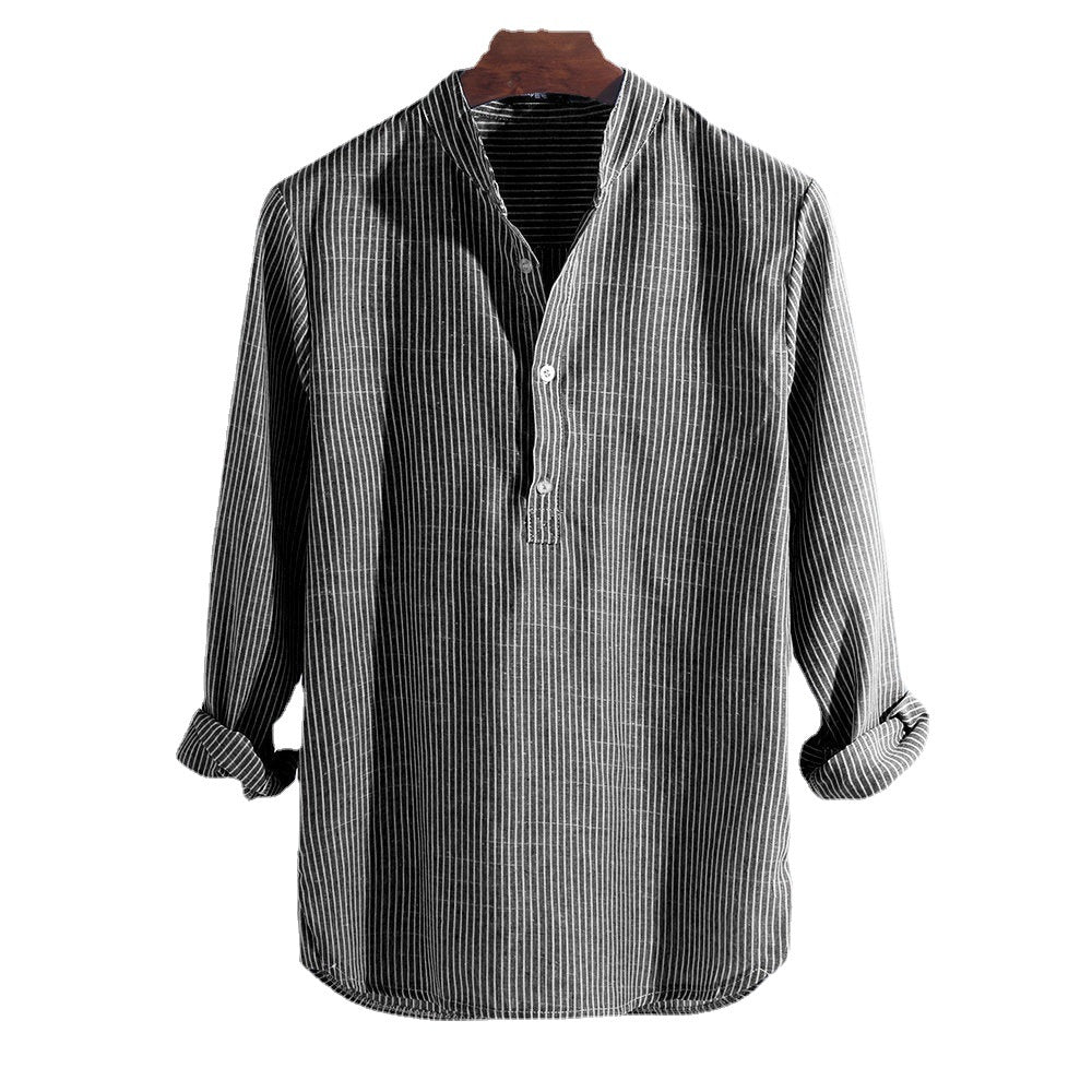 Herren Langarmhemd mit eleganten Streifen und modischem Knopfdesign Echoarchiv