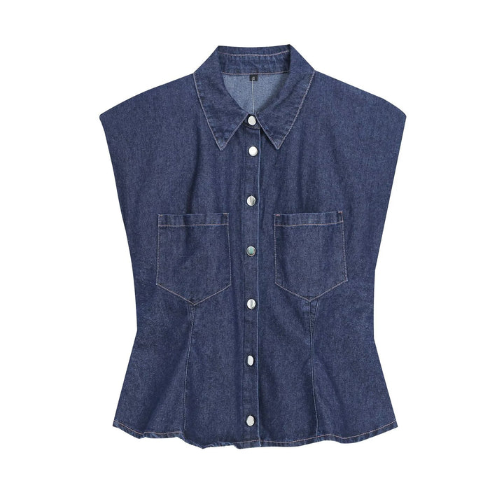 Damen Tailliertes Denim‑Set mit ärmelloser Hemdbluse und weitem High‑Waist‑Hose Echo Archiv