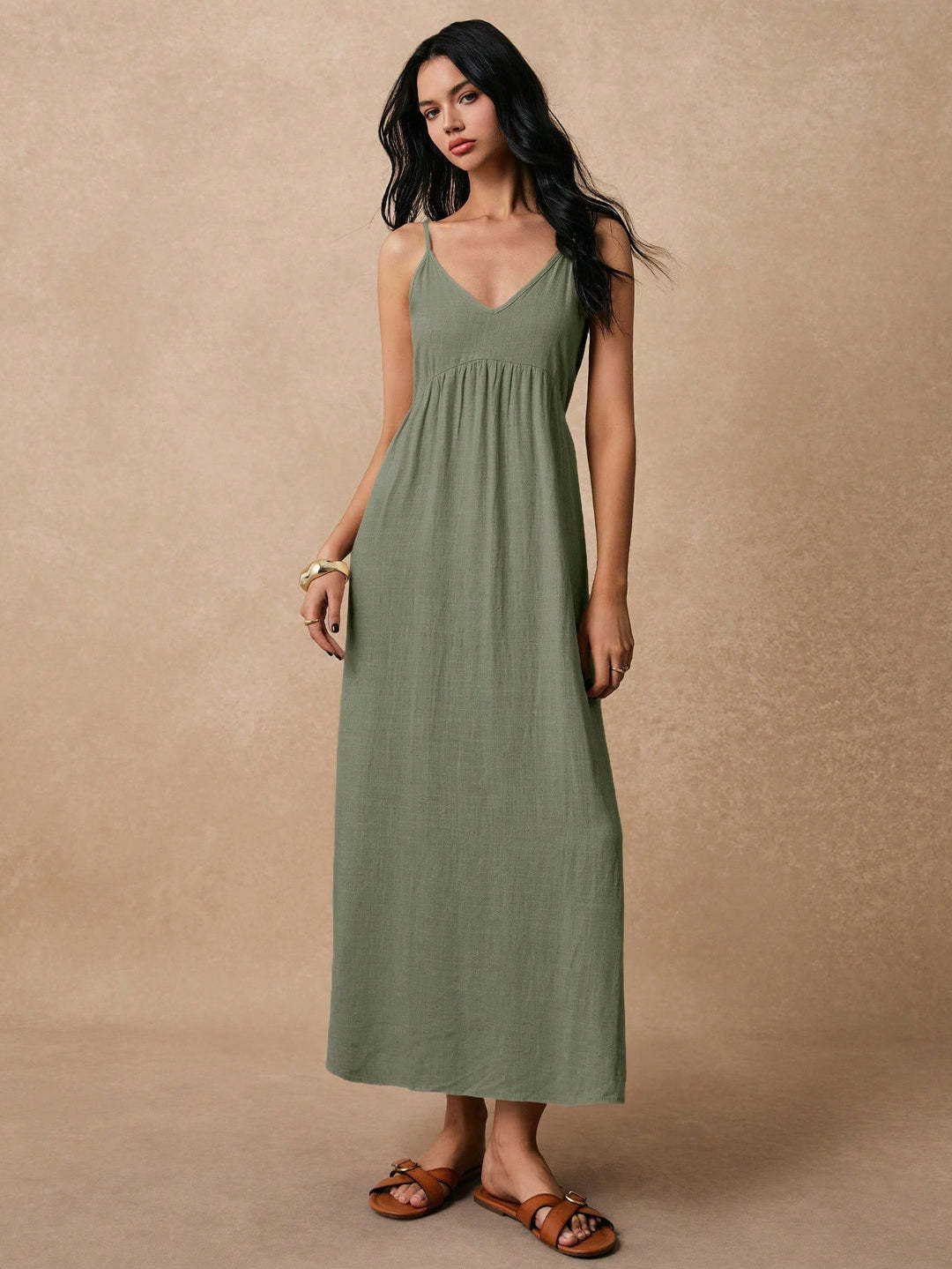 Damen Maxikleid mit feinen Spaghettiträgern und leichtem, atmungsaktivem Material Echo Archiv