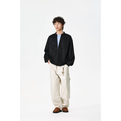Unisex Oversize-Sweatshirt mit tiefem V-Ausschnitt und eingenähtem Hemdkragen-Einsatz Echoarchiv