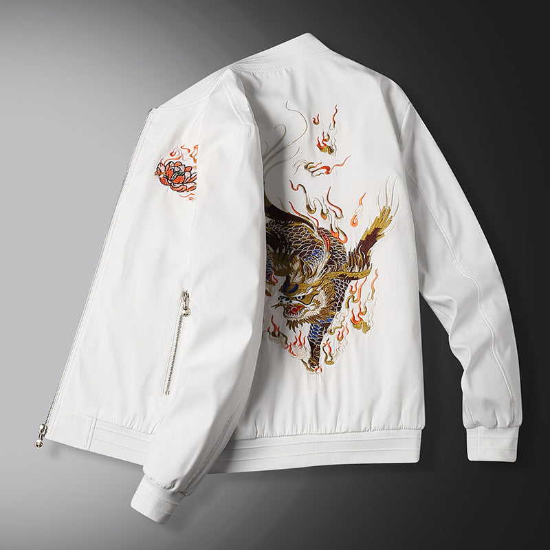 Herren Bomberjacke mit orientalischer Tigerstickerei, leichter Microfaser‑Außenlage und Rippbündchen Echoarchiv