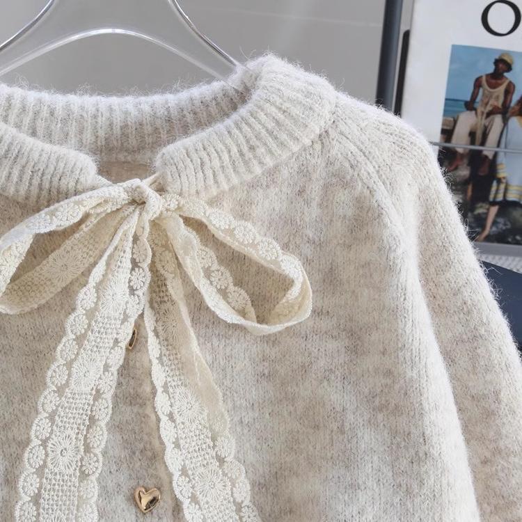 Damen Verspielter Strickcardigan mit Schleifenakzenten – Veloura