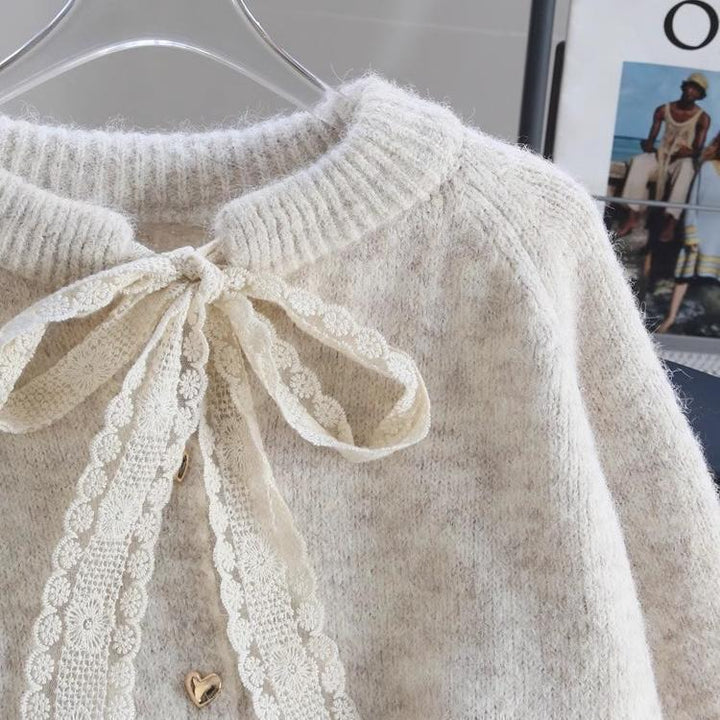Damen Verspielter Strickcardigan mit Schleifenakzenten – Veloura