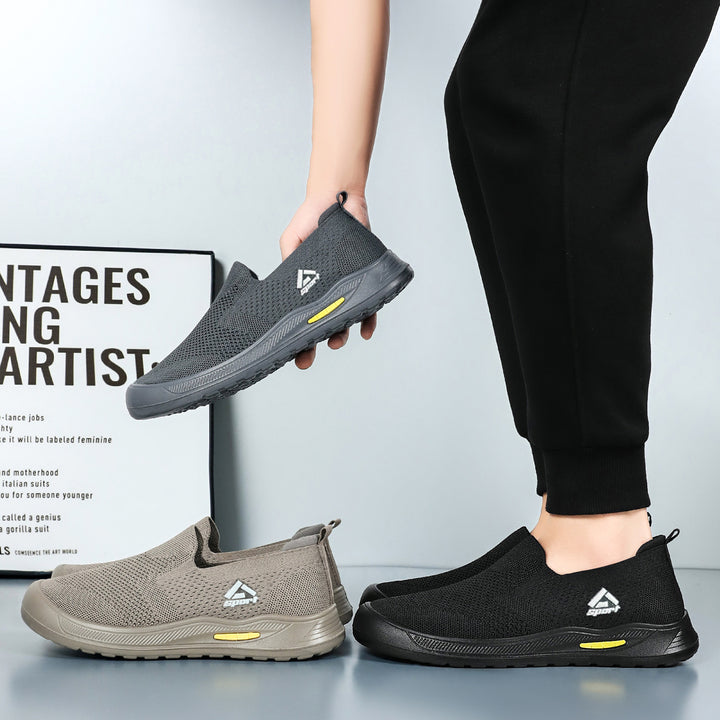 Herren nan atmungsaktiver Slip-On Arbeitsschuh mit nahtlosem Strickoberteil, stoßdämpfender EVA-Zwischensohle und rutschfester Gummilaufsohle Echo Archiv