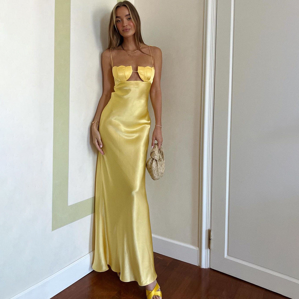 Damen Maxikleid mit abnehmbaren Trägern und herzförmigem Dekolleté Echo Archiv