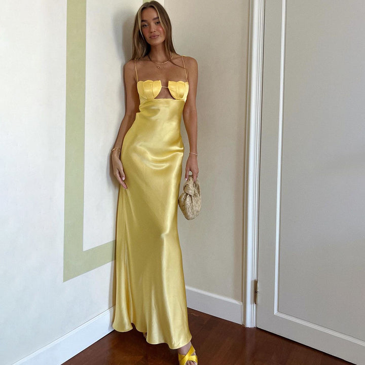 Damen Maxikleid mit abnehmbaren Trägern und herzförmigem Dekolleté Echo Archiv