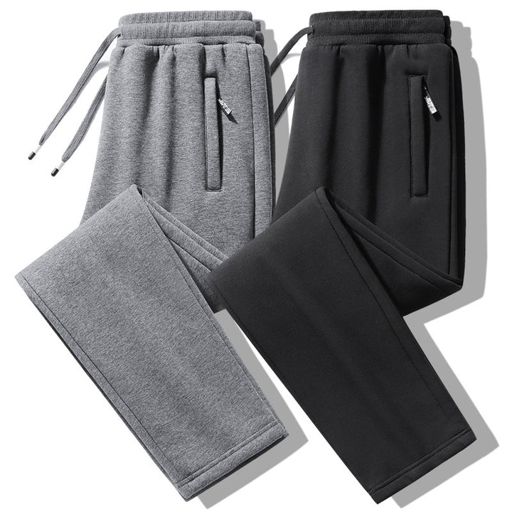 Atmungsaktive Freizeit-Jogginghose für Herren mit gebürstetem Innenfutter, Kordelzug und versteckten Reißverschlusstaschen – Sorevano