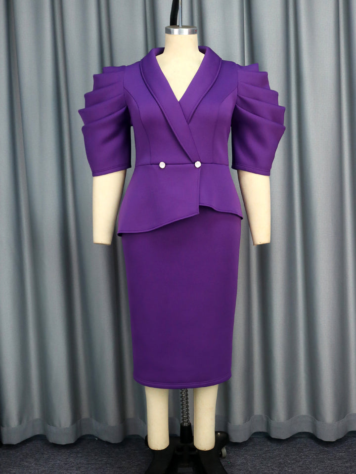 Damen Elegantes Etui-Kleid mit voluminösen Puffärmeln Echo Archiv