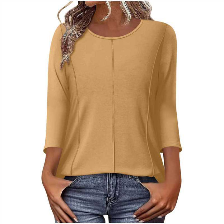 Damen lässiges Shirt mit dreiviertelärmeln und dekorativer Mittelnaht – Avérine