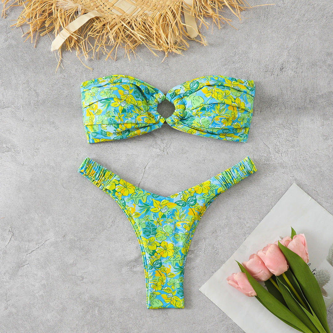 Damen Bandeau-Bikini mit raffiniertem Blumenmuster Echo Archiv