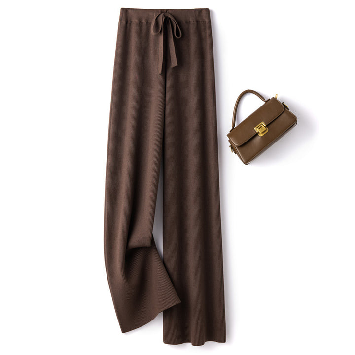 Damen Weite Rippstrick-Hose mit Tunnelzug und fließender Palazzo-Silhouette Echoarchiv