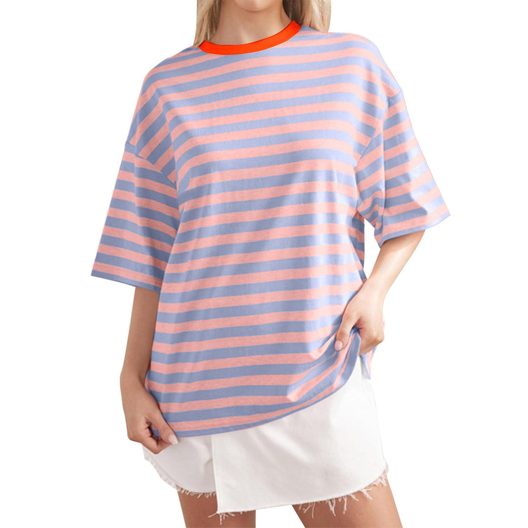Damen Lässiges Oversized T-Shirt mit breiten Streifen Echoarchiv