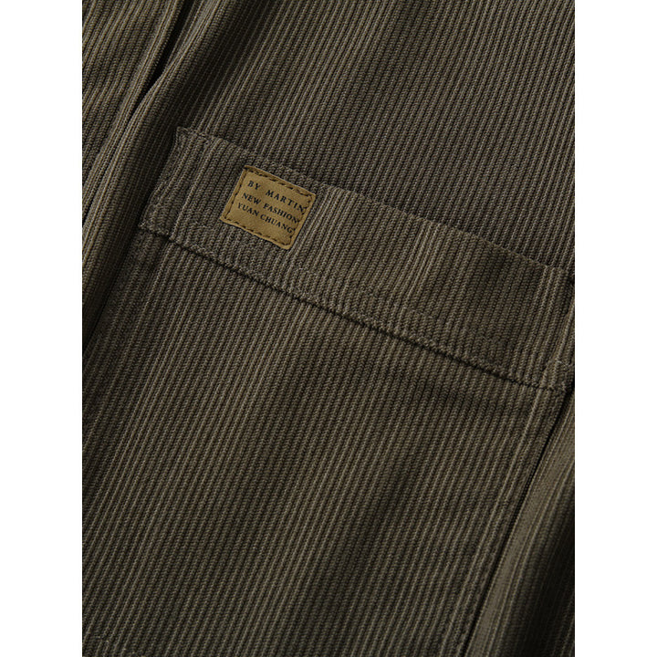 Herren Cord-Overshirt im Worker-Look mit Druckknopfleiste und aufgesetzter Brusttasche Echoarchiv