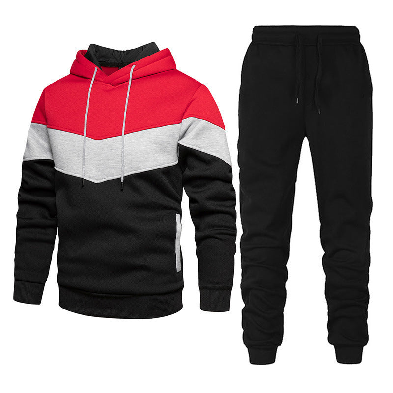 Herren athleisure-Set mit Chevron-Kapuze, fleecegefüttertem Pullover und schmal zulaufender Jogginghose – Marzano