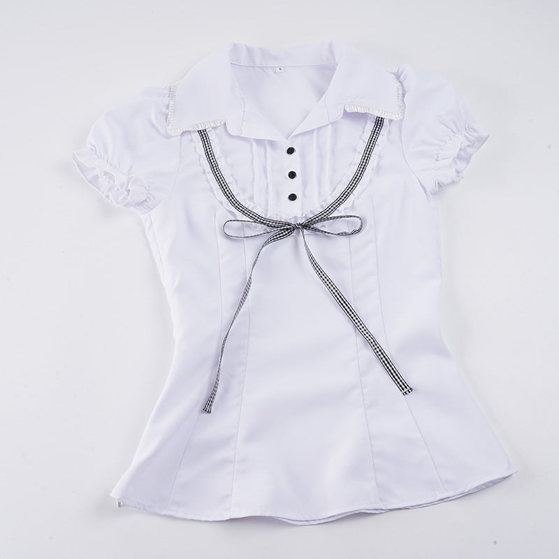 Damenbluse mit Rüschendetails und kontrastierendem Halsband Echo Archiv