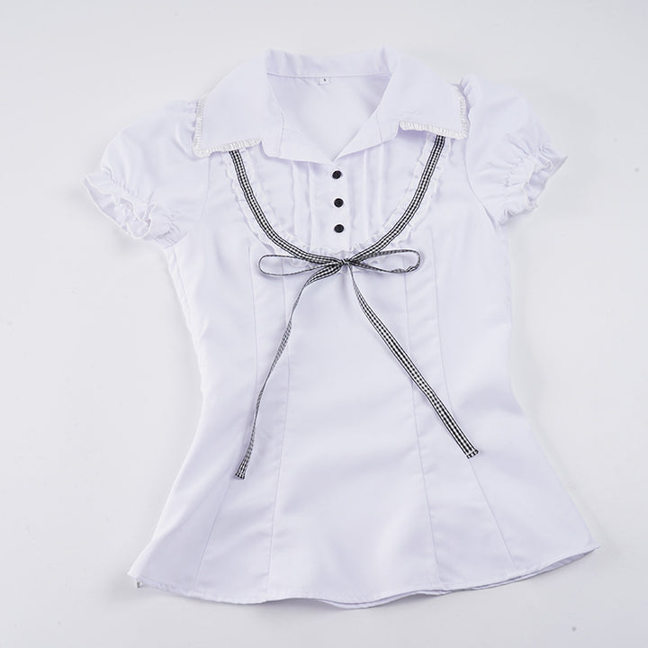 Damenbluse mit Rüschendetails und kontrastierendem Halsband Echo Archiv