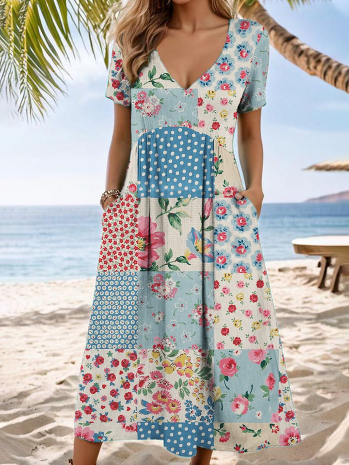 Damen Maxikleid mit floralen Patchwork-Design Echo Archiv