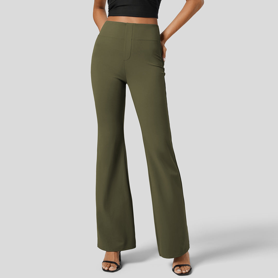 Damen High-Waist Stretch Schlaghose mit breitem Komfortbund – Avérine
