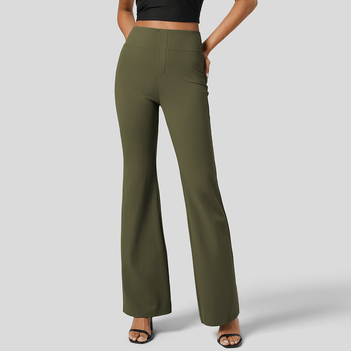 Damen High-Waist Stretch Schlaghose mit breitem Komfortbund – Avérine
