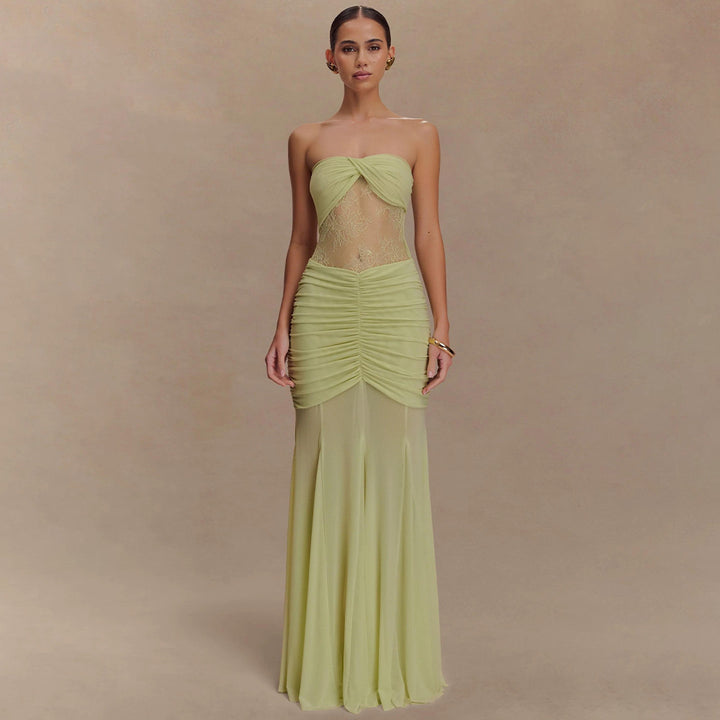 Damen Glamouröses Abendkleid mit Spitzenakzenten und figurbetonter Raffung Echo Archiv