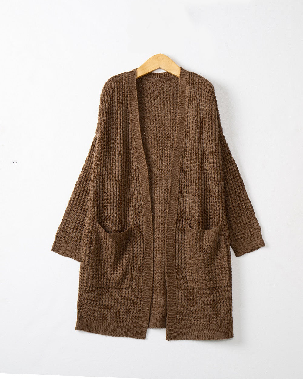 Damen Langer Oversize Strickmantel mit offener Front und aufgesetzten Taschen Echo Archiv