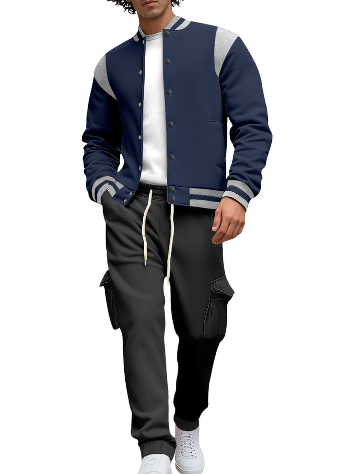Herren stylische College-Jacke mit asymmetrischem Design Echoarchiv