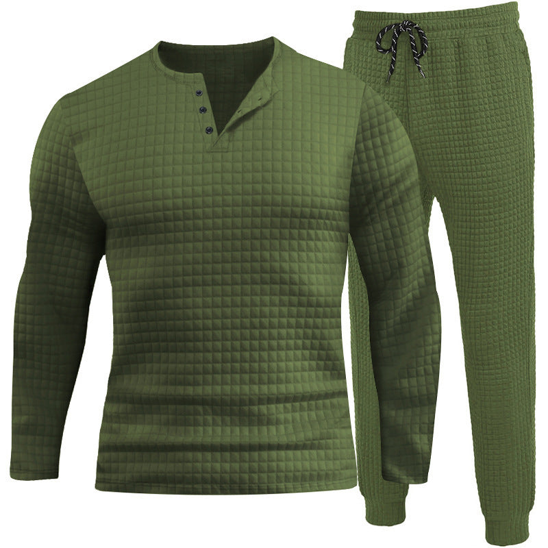 Herren Dreiteiliges Set mit strukturiertem Langarmshirt und Jogginghose Echoarchiv