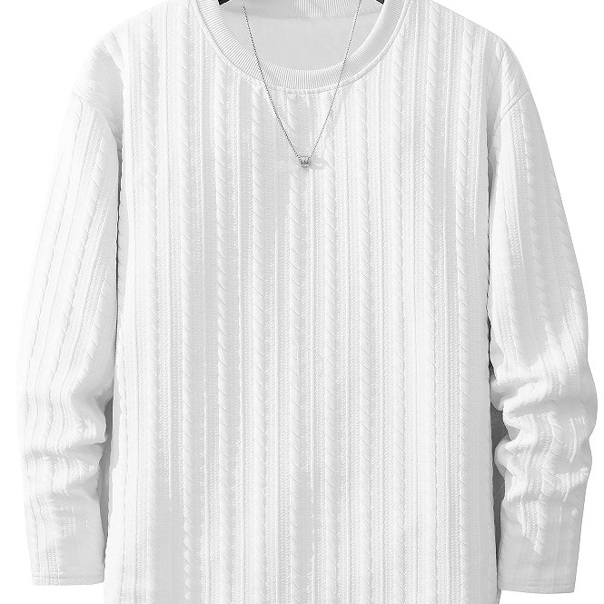 Herren Feinstruktur-Grobstrick Rundhals-Sweatshirt mit Zopfmuster & relaxed Schnitt Echoarchiv