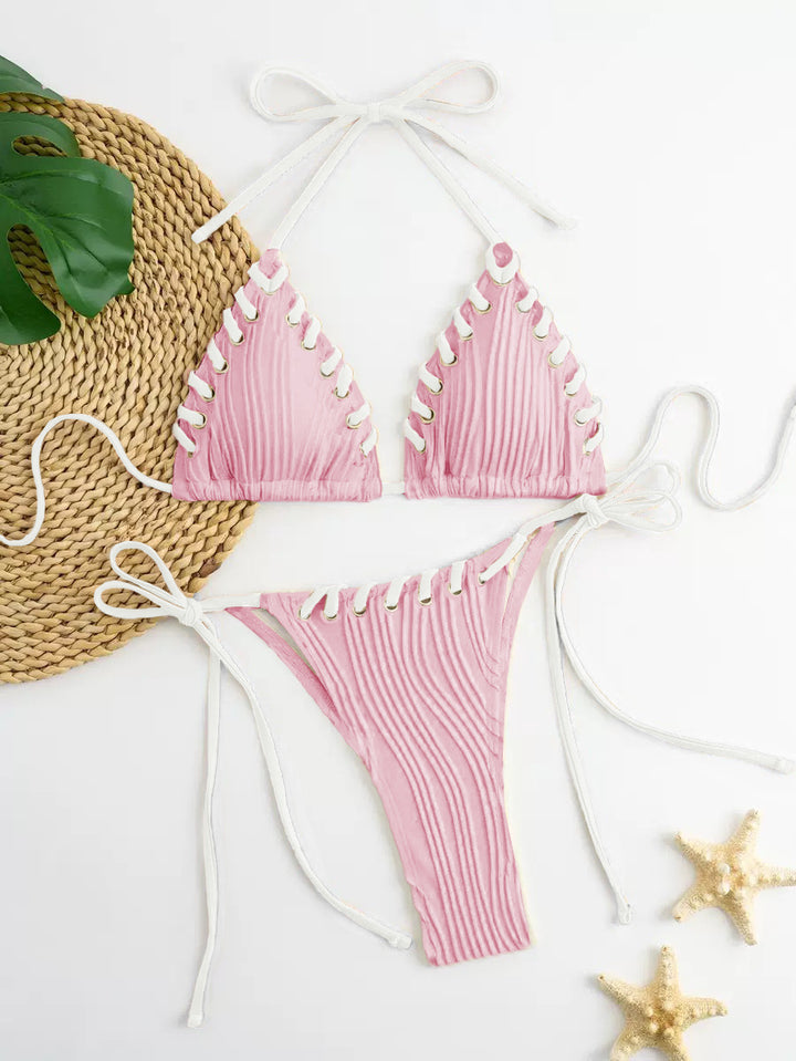 Damen Triangel-Bikini mit raffinierten Schnürdetails und moderner Rippstruktur Echo Archiv