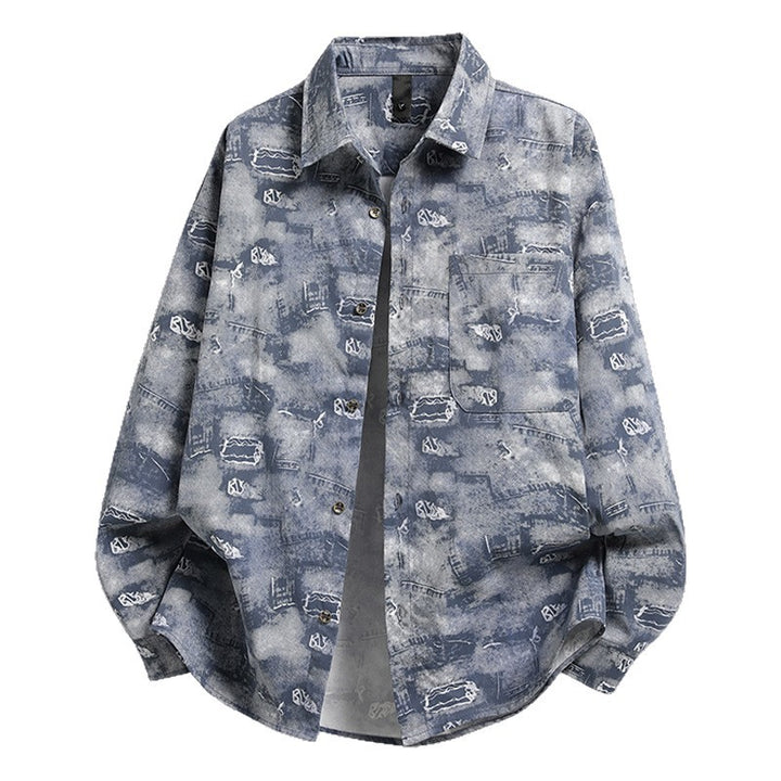 Herren lässige Overshirtjacke mit grafischem Muster Echoarchiv