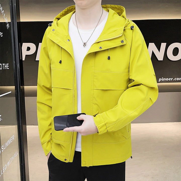 Herren Leichte Übergangsjacke mit funktionalen Taschen und verstellbarem Kapuzendeckel Echoarchiv